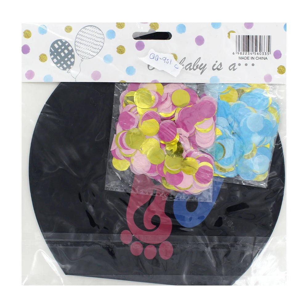 1pc Eco-Friendly Reveal Balloon with 2 Packs of Confetti in Blue Pink Gold Made PET Tissue Paper Ballon 560335/bo-241/qsj0412