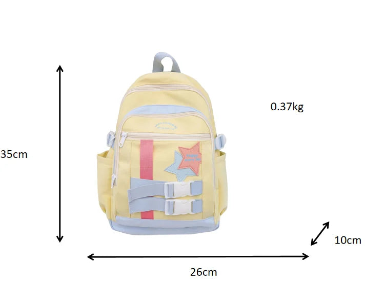 2024 New School Bag Fashion Contrast Color Nylon Five Pointed Star Large Capacity Backpack Trendy Female College Students