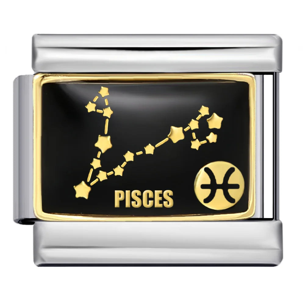 Italian Module DIY Pattern Stainless Steel Fashion Bracelet New 12 Constellation Series Gold Plating Oil Drop Design Bangles