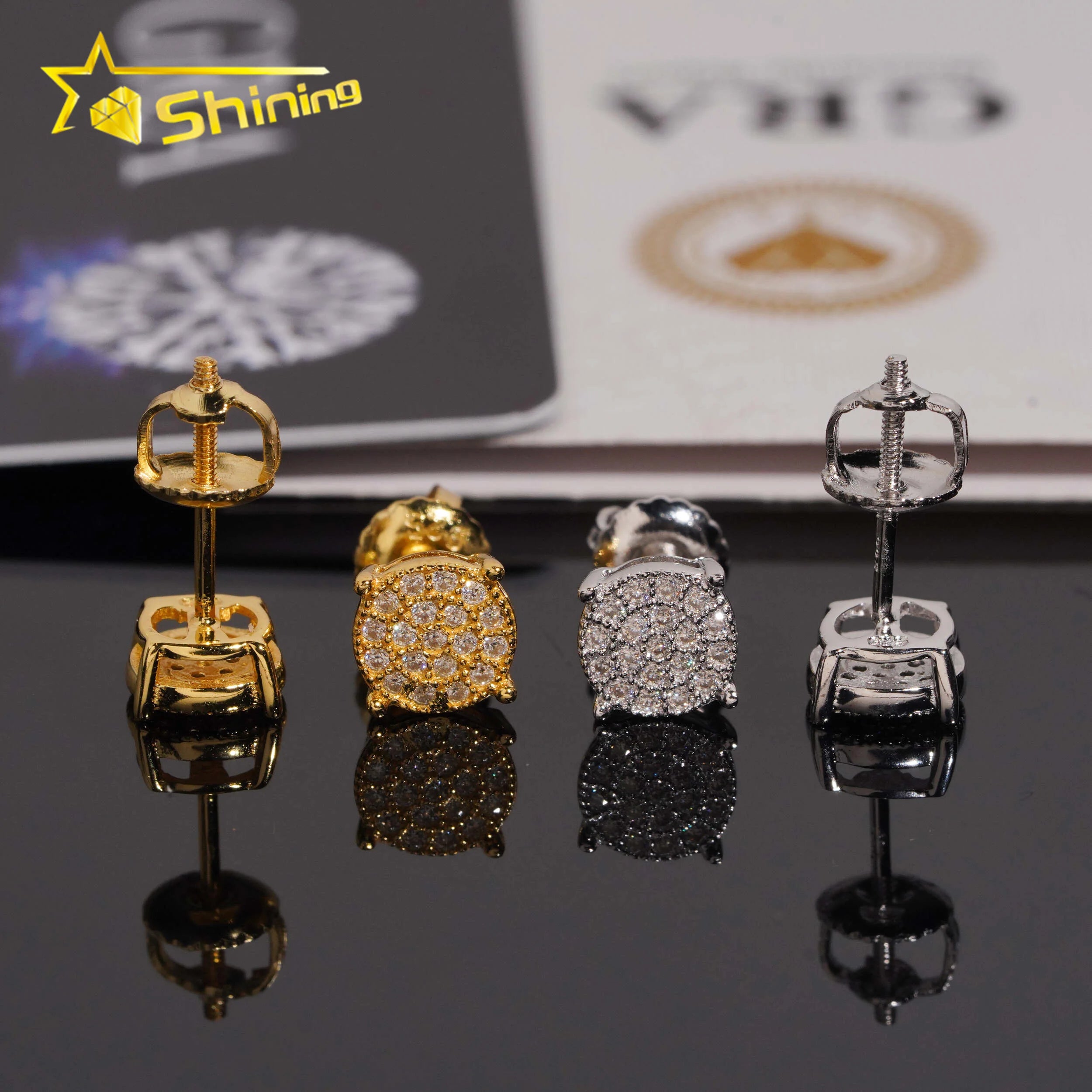 USA Warehouse Fast Shipping 925 Sterling Silver Gold Plated Pass Diamond Test VVS Moissanite Screw Back Stud Earring