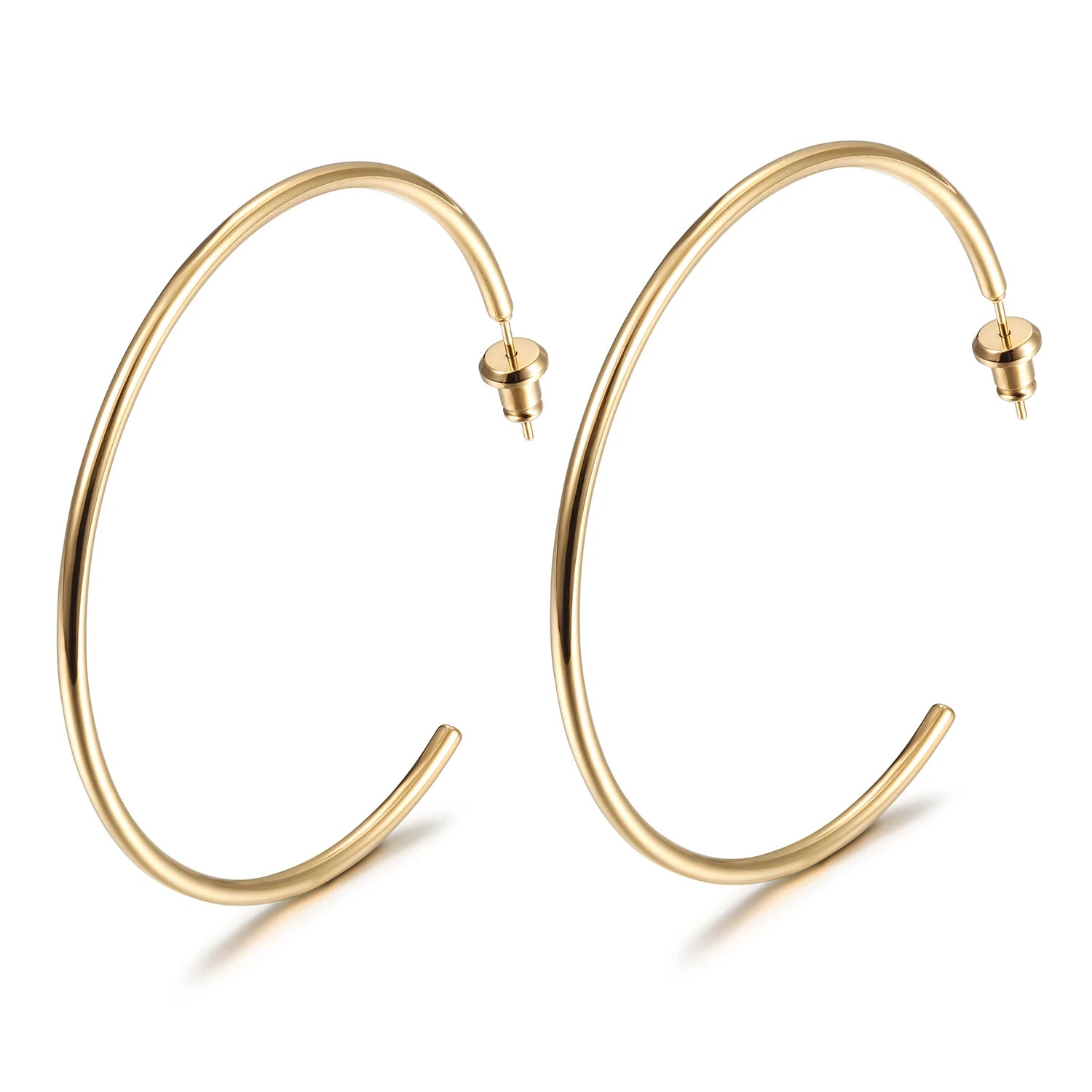 14k Gold 316L Stainless Steel 2" Classic Large Hoop Earrings