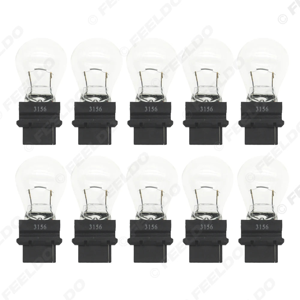 10pcs DC12V Car 3156 21W Clear Glass Lamp Brake Light Tail Bulb Car Indicator Headlight Halogen Lamp
