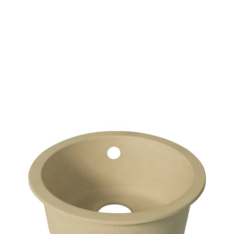 SHKRT Gorgeous Single Bowl Round Quartz Sink 410mm Mini Modern Oatmeal Sink Lowest Price Without Drainer