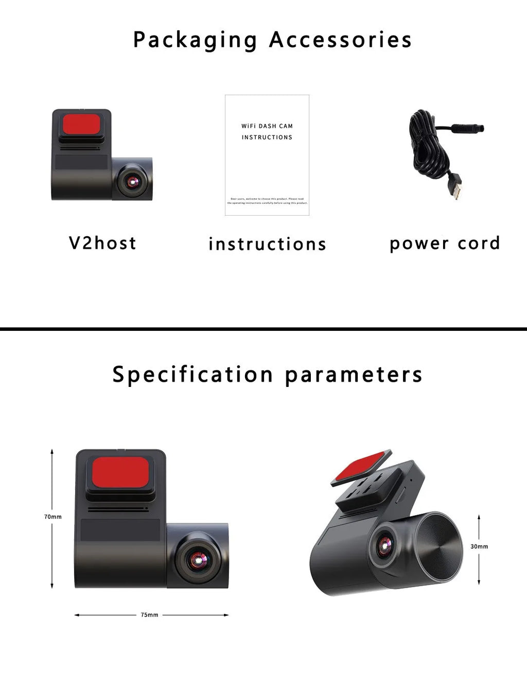 1080p Single Camera Dash Cam Universal Night Vision WiFi Car DVR Black Box with 1-Year Warranty Front Facing Driver's Eye View