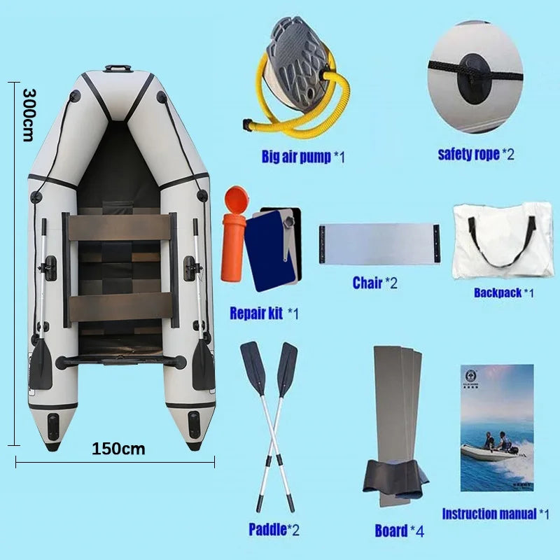 Solar Marine 10 Feet Inflatable Speed Boat 0.9mm PVC Assault Rescue Kayak Transom Sport Tender Boat With Motor Board