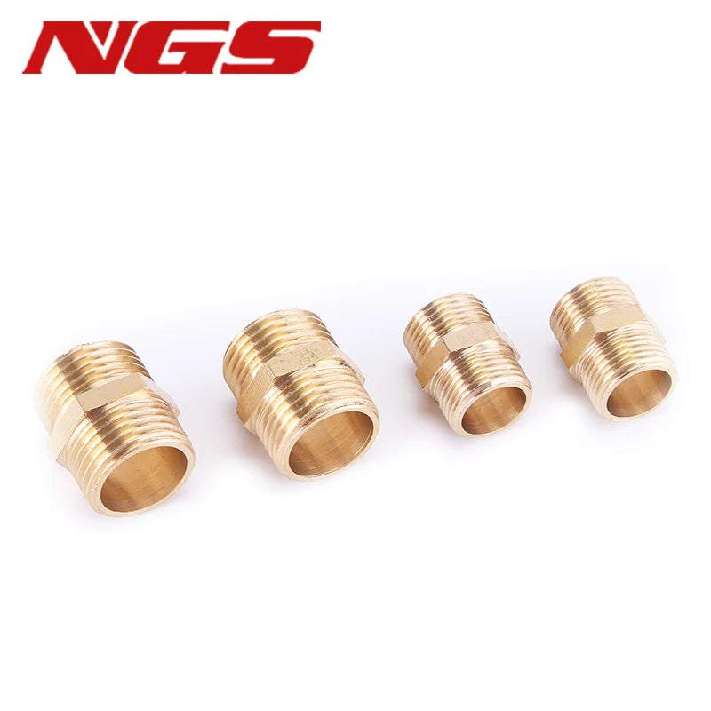 1/8\" 1/4\" 3/8\" 1/2\" 3/4\" 1\"BSP Double Male Thread Brass Copper Pipe Hex Nipple Fitting Quick Adapter Male Male Reduce