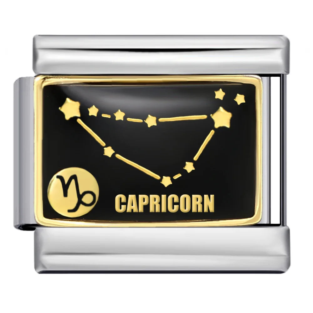 Italian Module DIY Pattern Stainless Steel Fashion Bracelet New 12 Constellation Series Gold Plating Oil Drop Design Bangles