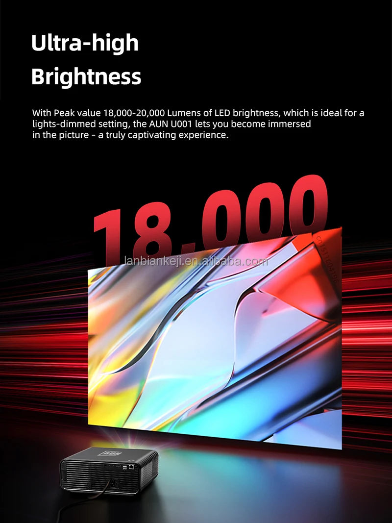 For for U001 Professional Video Projector 4K Full HD Android Auto Focus LED Lamp 1200 Lumens Portable Business Gym Game Outdoor