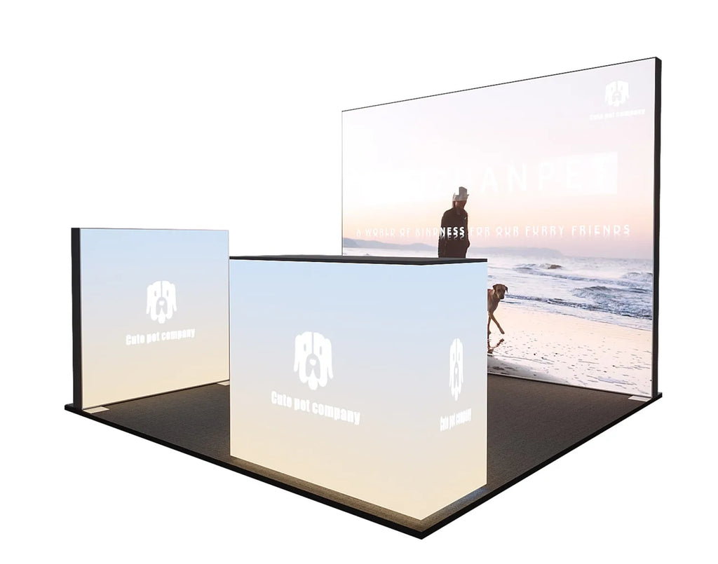 10x10 Aluminium Metal LED Lightbox Stand Trade Show Modular Stand Custom Advertising LED Exhibition Lightbox Trade Show Booth