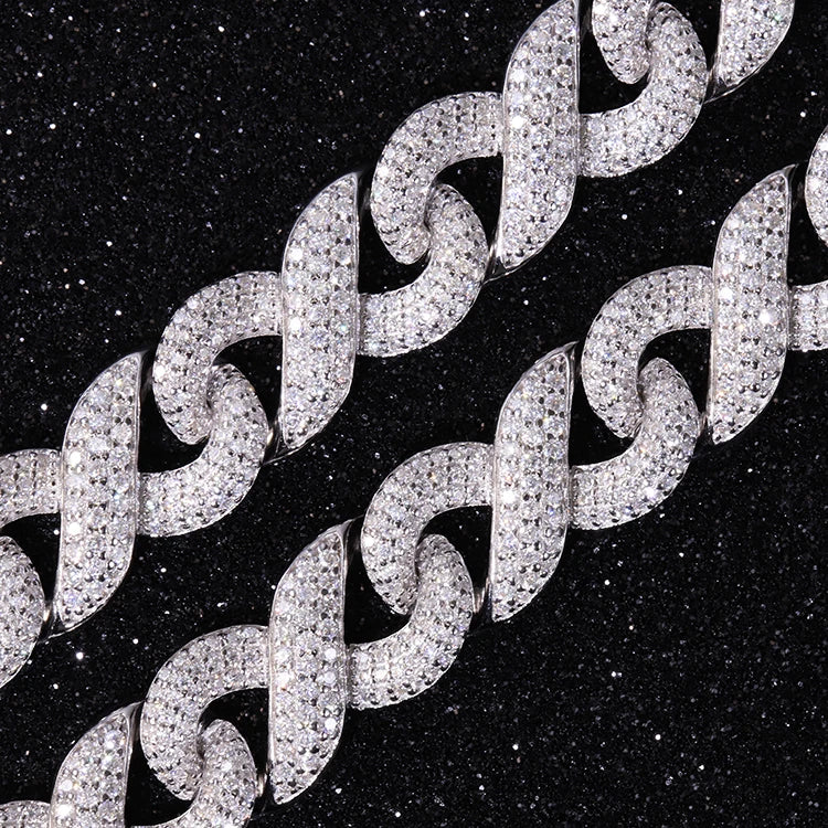 13mm Infinite Cuban Link Chain S925 Silver White Gold Plated Vvs Moissanite Cuban Necklace Infinity Rapper Hiphop Jewelry