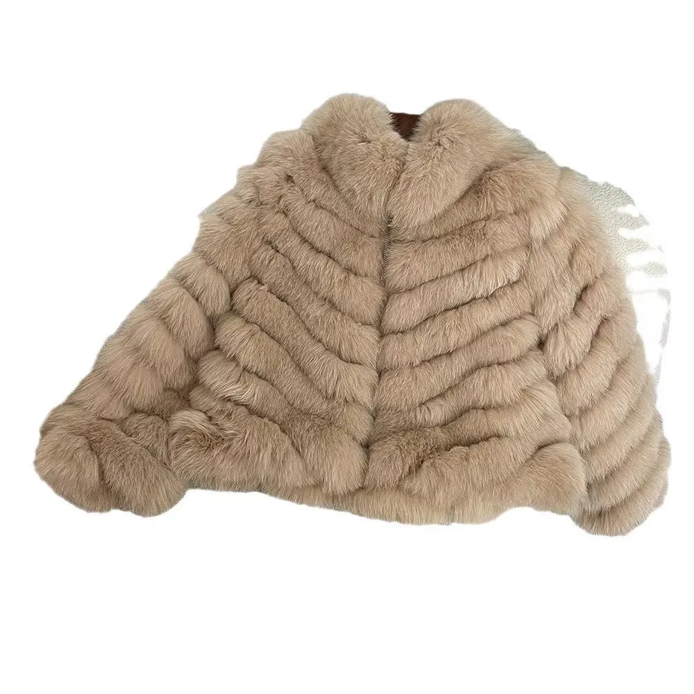 2024 New Arrival Winter Thick Warm Leather Fur Jacket Women Real Fox Fur Coat