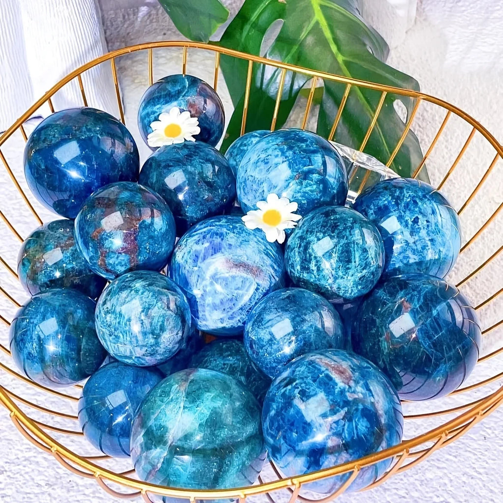 1 Pc Crystal Hola Hot Sale Natural Blue Apatite Quartz Sphere Healing Ball Fpr Home Decoration and Meditation