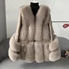 2024 Winter Ladies Real fox Fur Jacket Genuine Sheep Leather Coat with fox Fur Female Fashionable Fur Jackets