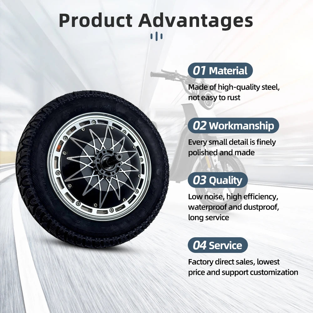 12 Inch Hub Motor With Wheel 72V 5000W 120Km/H Bike and Scooter Hub Motor Wheel Conversion Kit Price