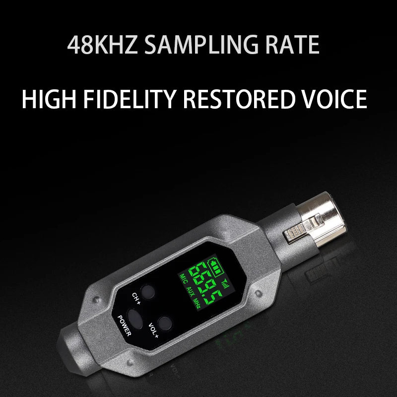 2024 Newest Portable UHF Wireless Adapter System Microphone Transmitter & Receiver for Wired Dynamic Microphone Box Package