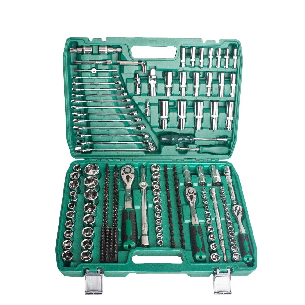 151 Piece Ratcheting Socket Wrench Set in 1/4 and 1/2 Inch 8-24 Toolbox Book Customizable OEM Hard Case Included