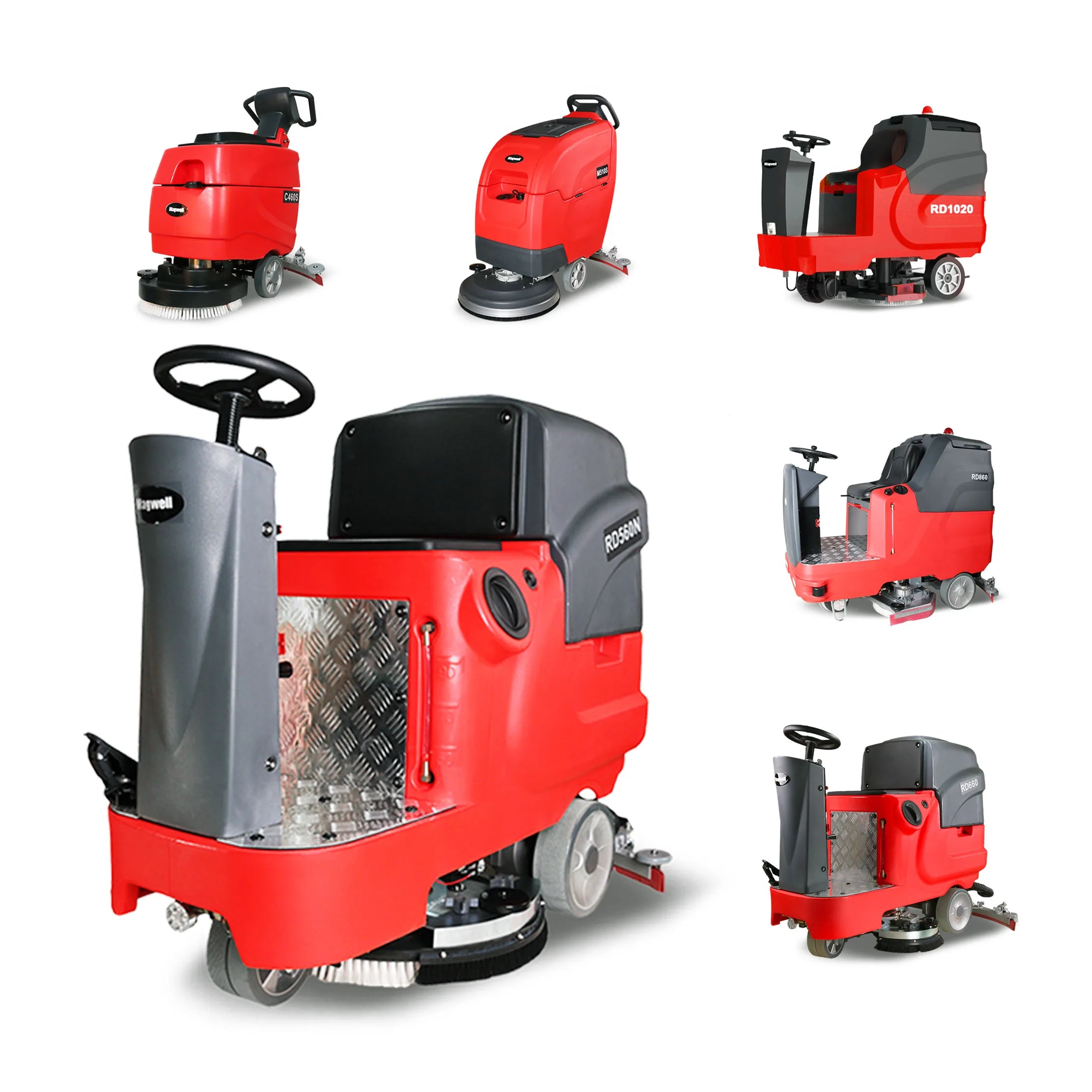 Magwell RD560N Industrial Ride on Washer Automatic Floor Scrubber for Warehouse Concrete Floor Cleaning