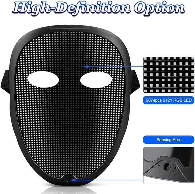 2023 Rechargeable LED Mask,APP Controlled-Programmable Glow Masks for Kids/Adult Cosplay Costume Party
