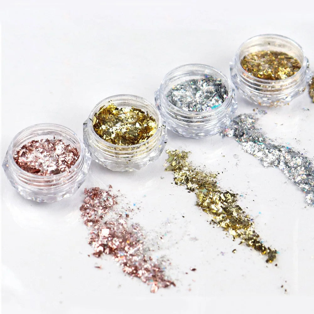 2024 New Nail Art Decoration Sparkling Powder Series DIY Other Nail Products Silver Foil & Powder Star Nail Supplies