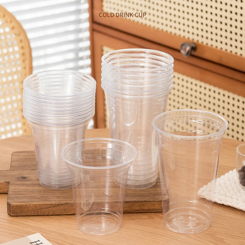 1,000 Count Custom Printing Disposable Clear PET Cup Lids Reusable Plastic Cup for Take Away Coffee Juice Drink Milk