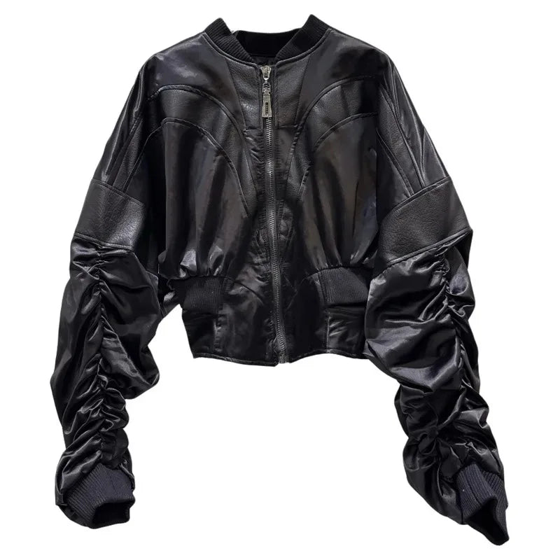 2025 Autumn New Street Style Patchwork Baseball Jacket for Women Loose Zipper Short Coats Female