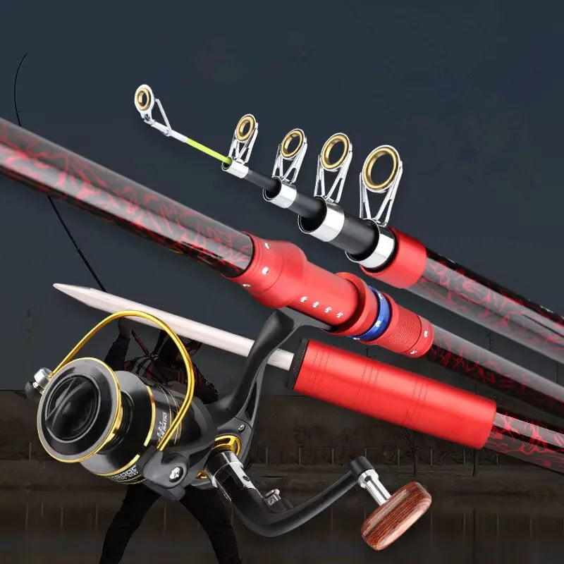 2.1m - 3.6m ultra Light ultra Hard 45-layer Fiberglass Telescopic Marine Saltwater Fishing Rod