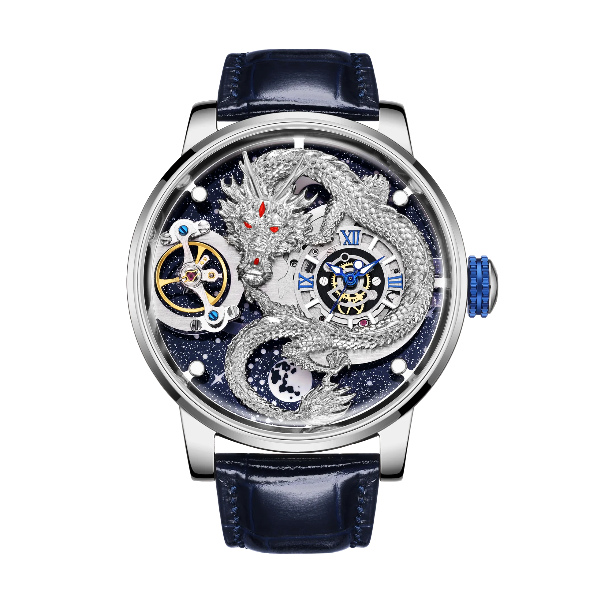 100% High-quality Men's Mechanical Watch with Stainless Steel Curved Surface  3D Automatic Waterproof Custom Watch Set with logo