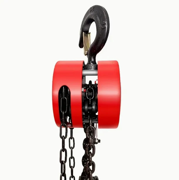 2 Ton (4400 Lbs) Industrial Steel Hand Chain Hoist, 20ft Lift, Red, for Warehouse/Workshop/Transport CE Certified