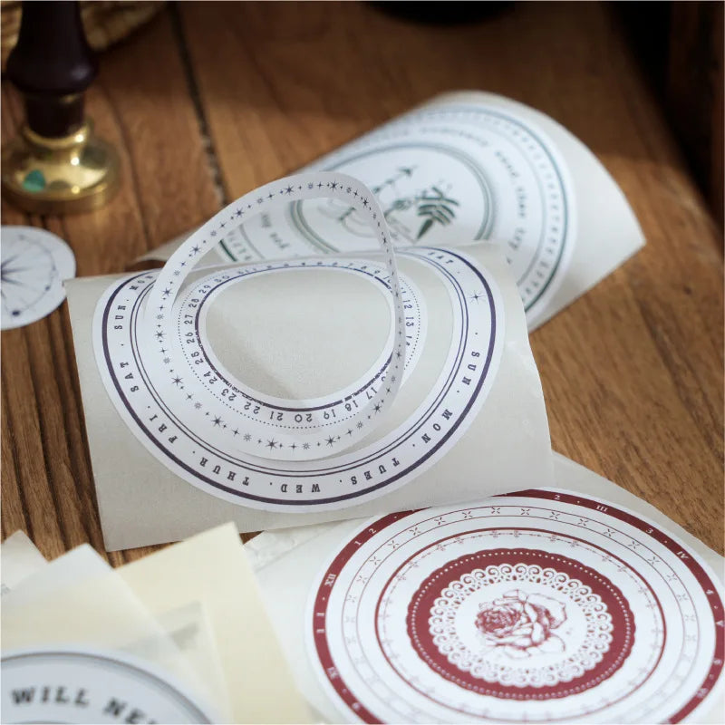 4 Rolls/box Combination Tape Time Track Series Retro Theme Handbook DIY Material Decorative Loop Stickers