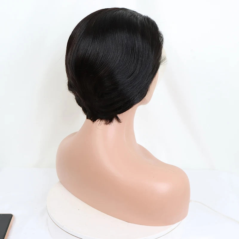 2023 Wholesale European Short Pixie Cut Wig 6 Inch Human Hair Wig, 13*4 Lace Frontal Brazilian Human Hair Wig Cut Short bob