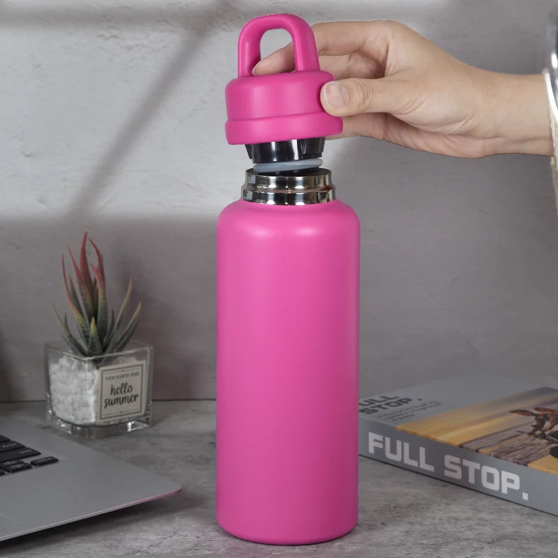 US RTS 26oz Stainless Steel Water Bottle Powder Coating Double Walled Tumbler Press Open Lid Vacuum Flask for Laser Hot Pink