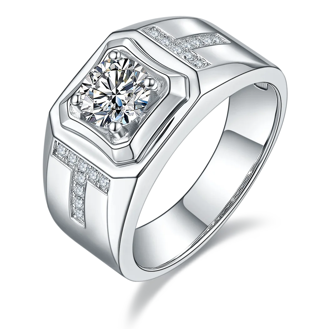 SGARIT Dropshipping 1ct Moissanite Diamond Ring Jewellery White Gold Plated 925 Sterling Silver Jewelry Finger Ring for Men