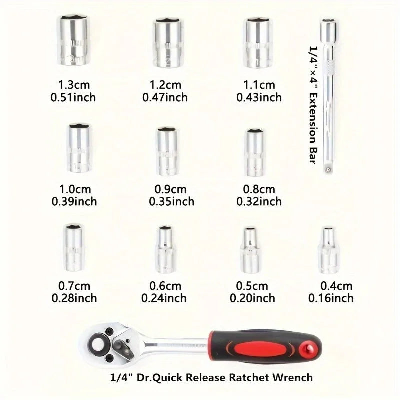 12pcs 1/2 Inch Professional Garage Repair Tool Set Metric Impact Socket Ratchet Wrench Customizable OEM Packaged Case Made CR-V