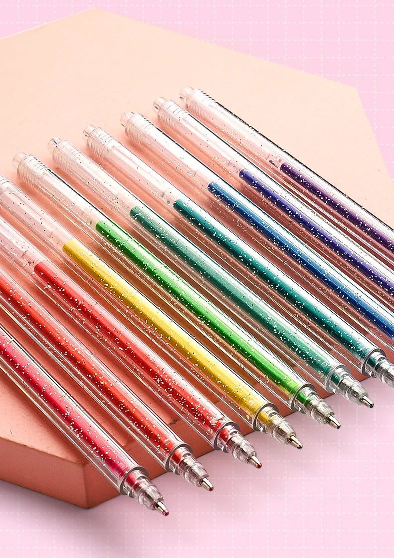 1.0MM Ins Simple 12 Colors Colorful Fluorescent Glitter Gel Ink Pen Set