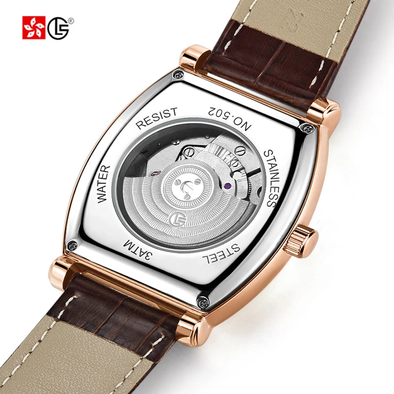 Real Tourbillon Hollow Out Men Watch Luxury Business Leather Automatic Mechanical Moon Watch