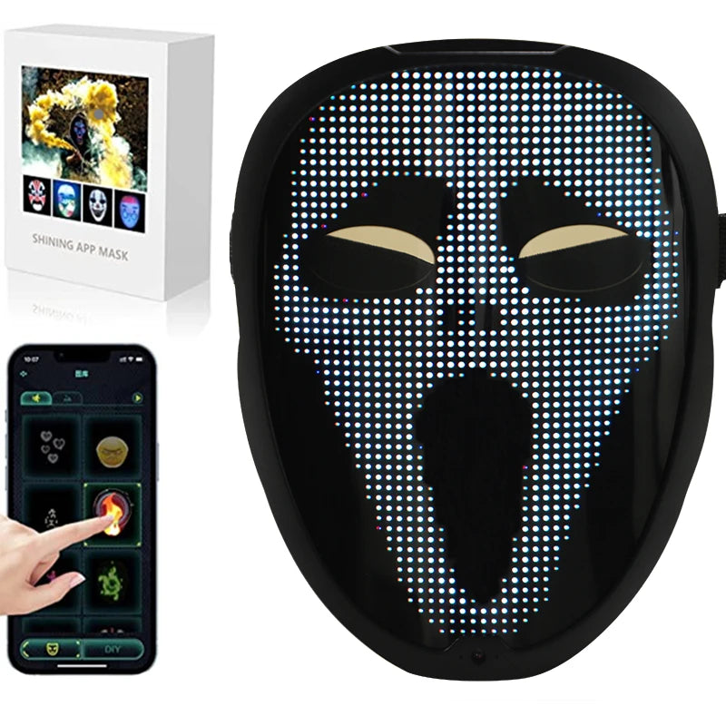 2023 Rechargeable LED Mask,APP Controlled-Programmable Glow Masks for Kids/Adult Cosplay Costume Party