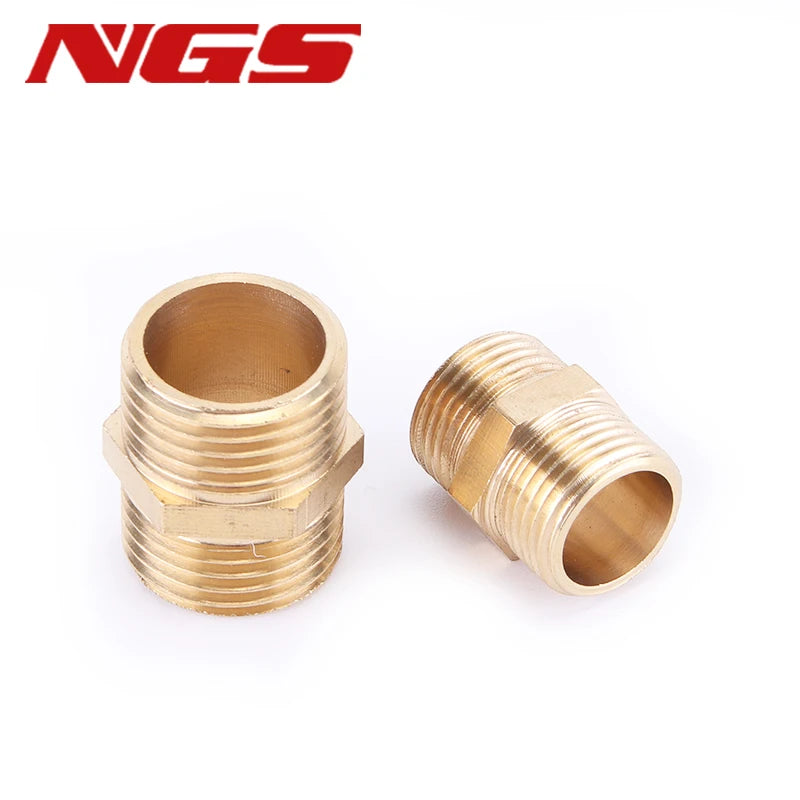 1/8\" 1/4\" 3/8\" 1/2\" 3/4\" 1\"BSP Double Male Thread Brass Copper Pipe Hex Nipple Fitting Quick Adapter Male Male Reduce