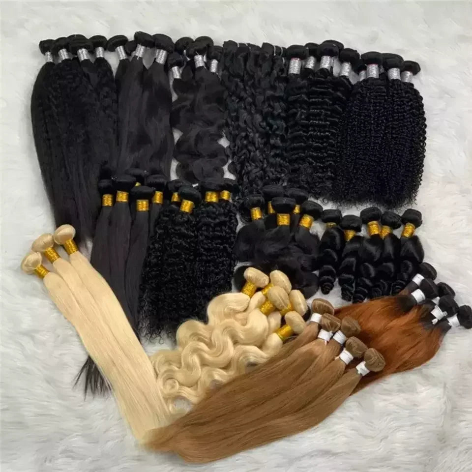 Wholesale Women Brazilian Cuticle Aligned Virgin Hair Vendor Natural Wave Hair Bundles 100% Human Natural Hair Extensions