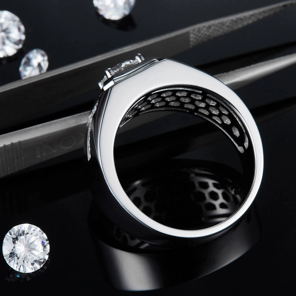 SGARIT Dropshipping 1ct Moissanite Diamond Ring Jewellery White Gold Plated 925 Sterling Silver Jewelry Finger Ring for Men