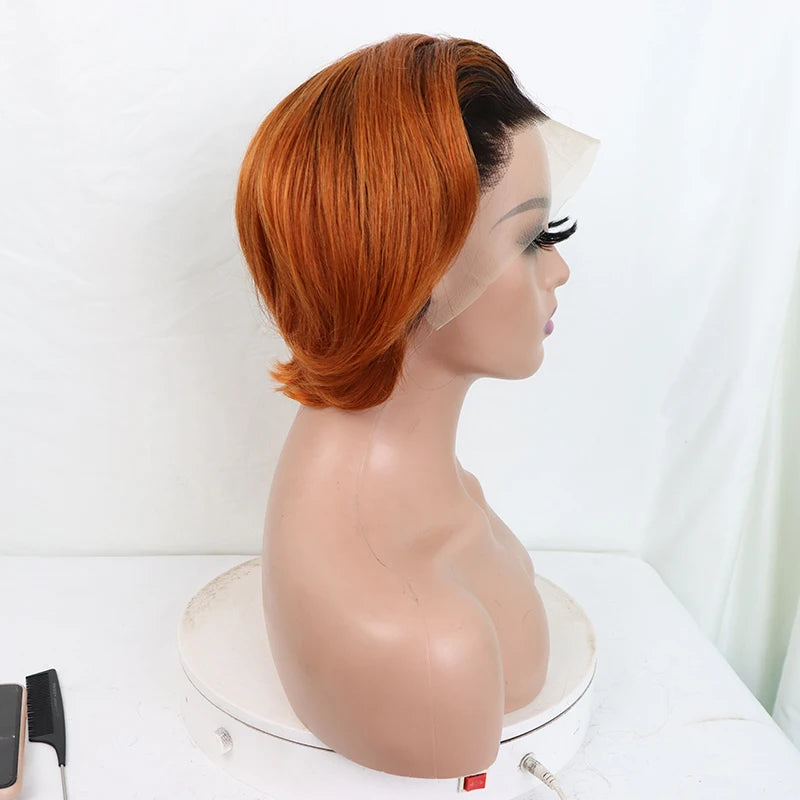 2023 Wholesale European Short Pixie Cut Wig 6 Inch Human Hair Wig, 13*4 Lace Frontal Brazilian Human Hair Wig Cut Short bob