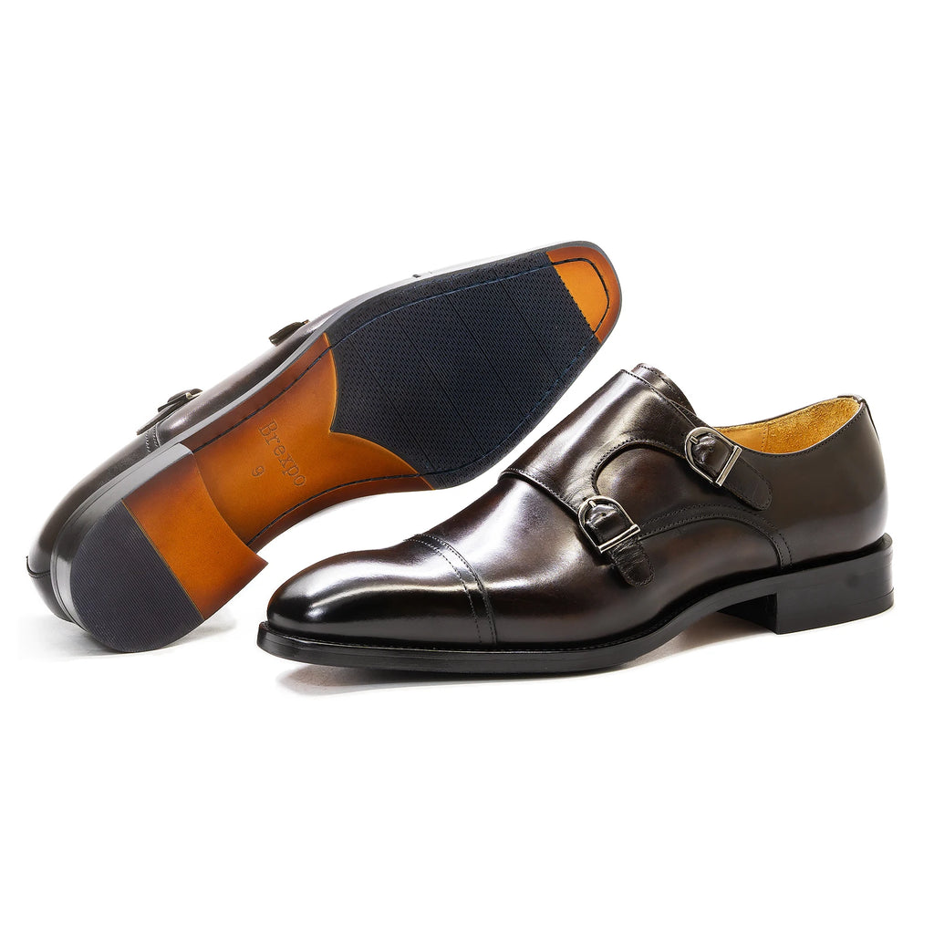 2022 New Fashion Monk Strap Buckle Men Leather Shoes Office Career Slip on Dress Shoes for Men