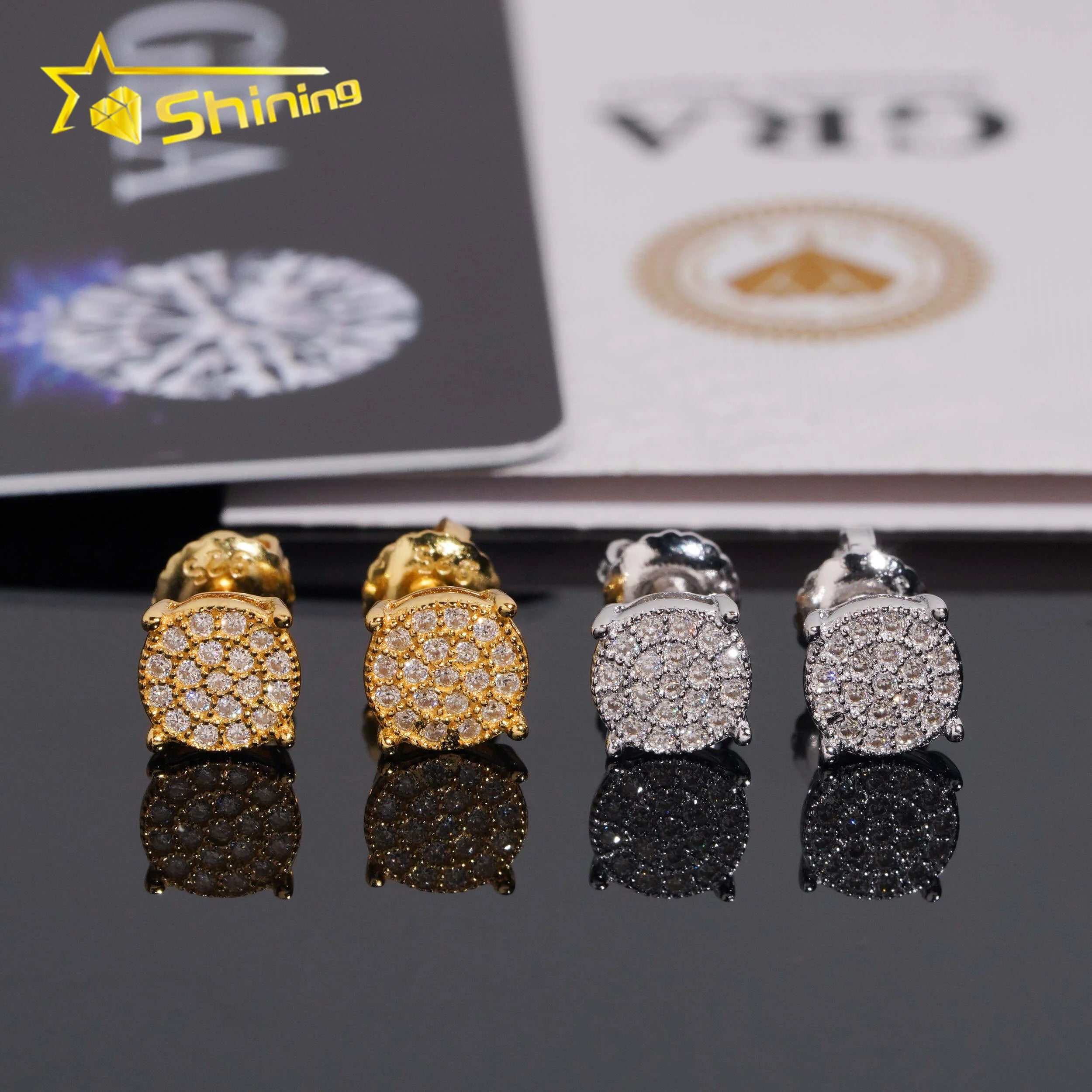 USA Warehouse Fast Shipping 925 Sterling Silver Gold Plated Pass Diamond Test VVS Moissanite Screw Back Stud Earring