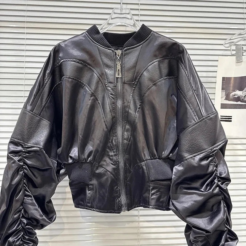 2025 Autumn New Street Style Patchwork Baseball Jacket for Women Loose Zipper Short Coats Female