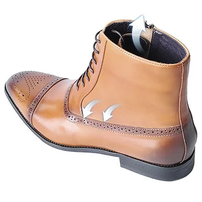 2024 British Style Fashion Footwear Men's PU Leather Brogue Boot Dress Shoes Men Ankle Boots