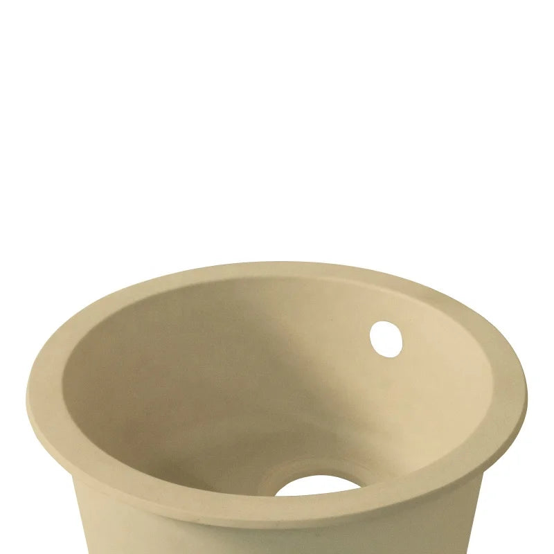 SHKRT Gorgeous Single Bowl Round Quartz Sink 410mm Mini Modern Oatmeal Sink Lowest Price Without Drainer