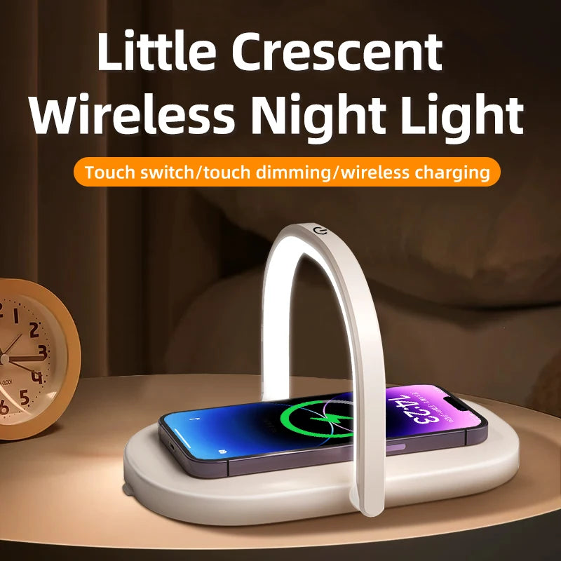2024 New Products Smart Wireless Charger Table Lamps LED Night Light Bedside Desk Lamp Portable Custom Logo 2024