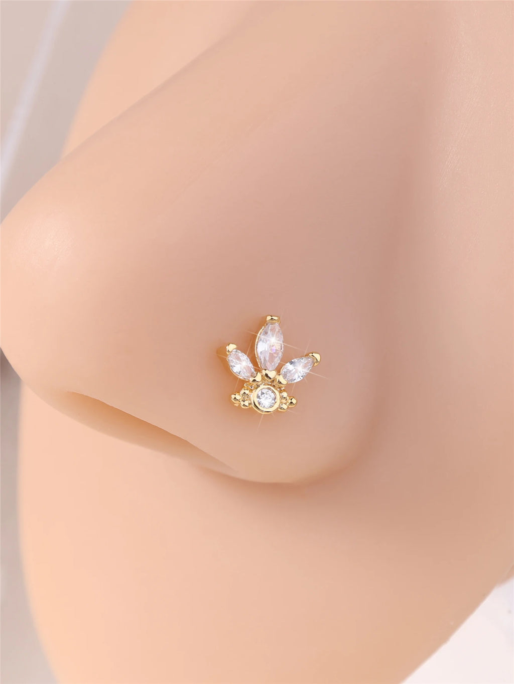 1Pcs 20G L Shaped Nose Studs CZ Small 18K Gold Filled Silver Color Nose Piercing for Women Girl Cute Nostril Jewelry Wholesale