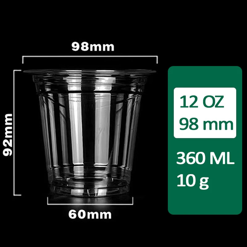 1,000 Count Custom Printing Disposable Clear PET Cup Lids Reusable Plastic Cup for Take Away Coffee Juice Drink Milk