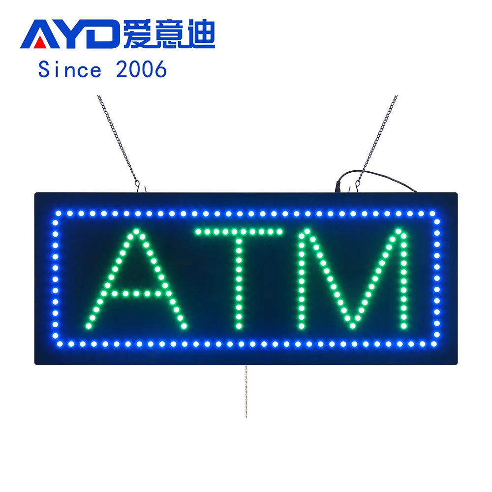 11*27 Inch High Bright ATM Bank Building Sign, Led Advertising Street Light Animated Signage