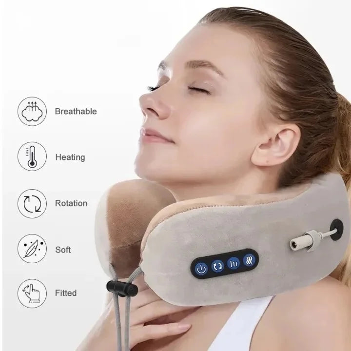 2024 Hot Selling Portable Car U-Shape Travel Pillow New 3D Heating Neck Relaxing Massage Pillow New Hot Product
